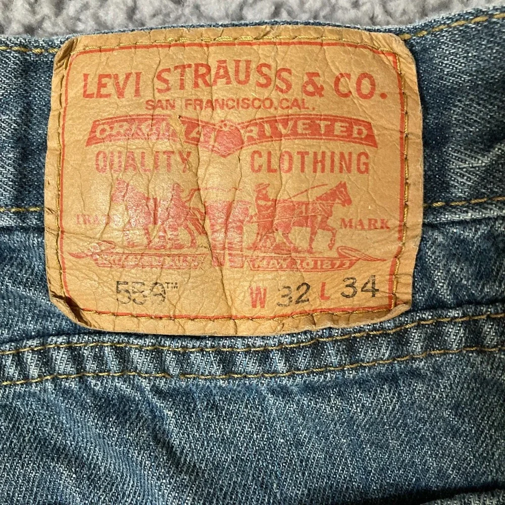 Levis 559 Relaxed Straight Distressed Cotton Faded Denim Jeans Mens 32x34 Cowboy